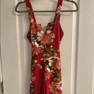 Target red floral jumpsuit XS